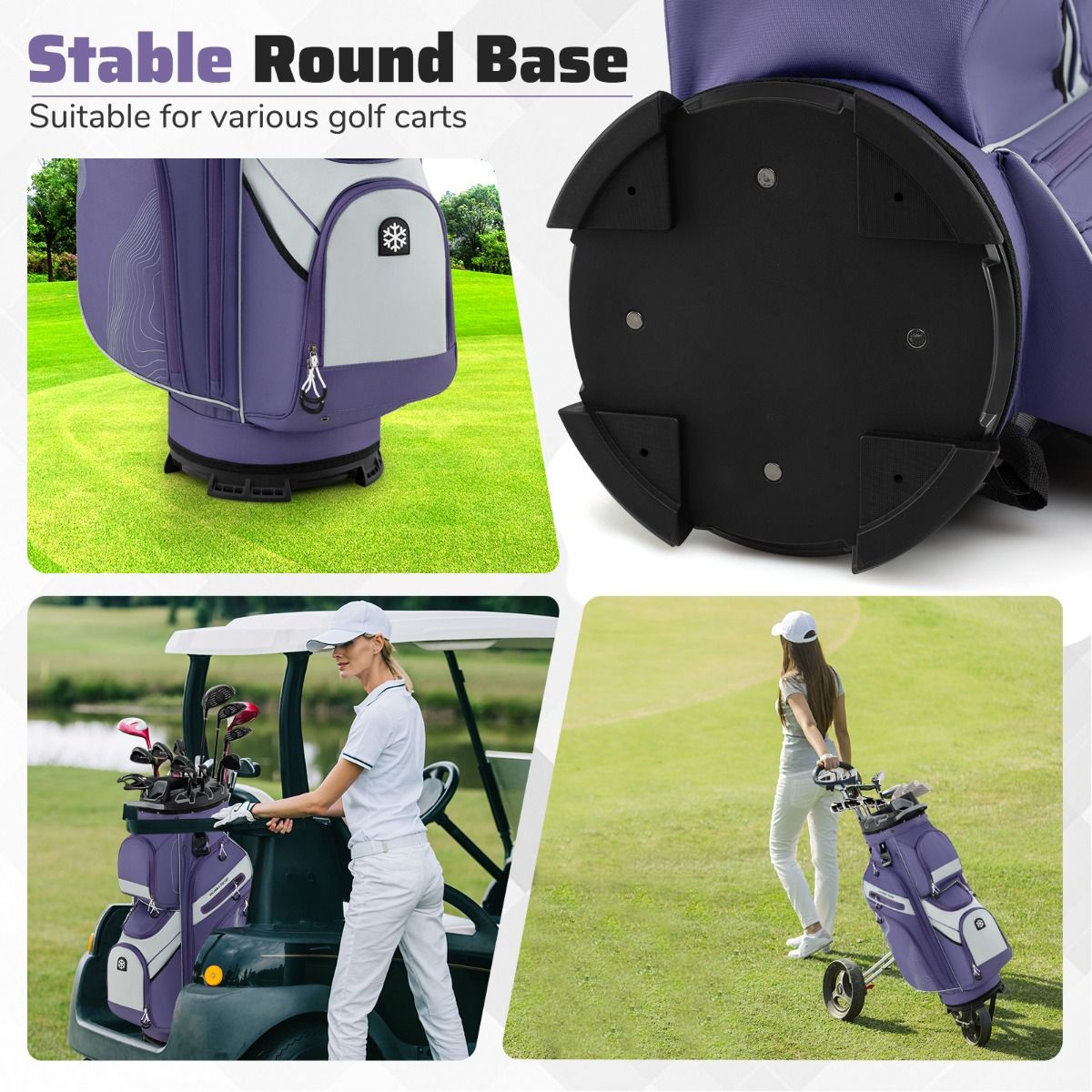 Sac de golf Coast - 14 compartiments - 11 poches de rangement - Violet