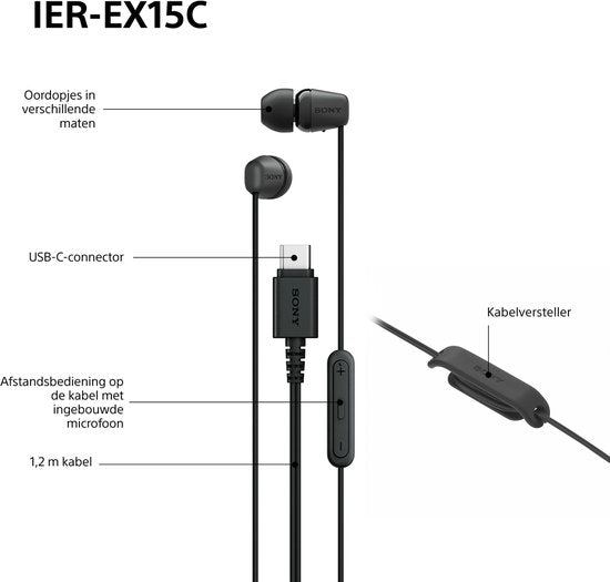 Sony IER-EX15C – Écouteurs intra-auriculaires USB-C avec microphone - Bleu