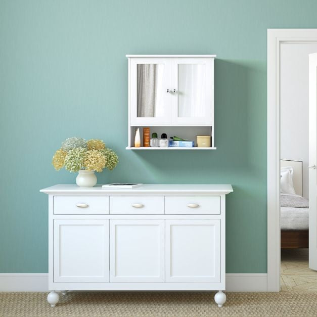 Coast Armoire de toilette avec miroir et étagère - 58,5 x 56,5 x 13,5 cm - Blanc