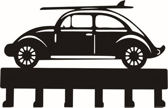 Porte-manteau « voiture » pour chambre d'enfant - porte-manteau mural « voiture et planche de surf » à 6 crochets pour chambre de bébé