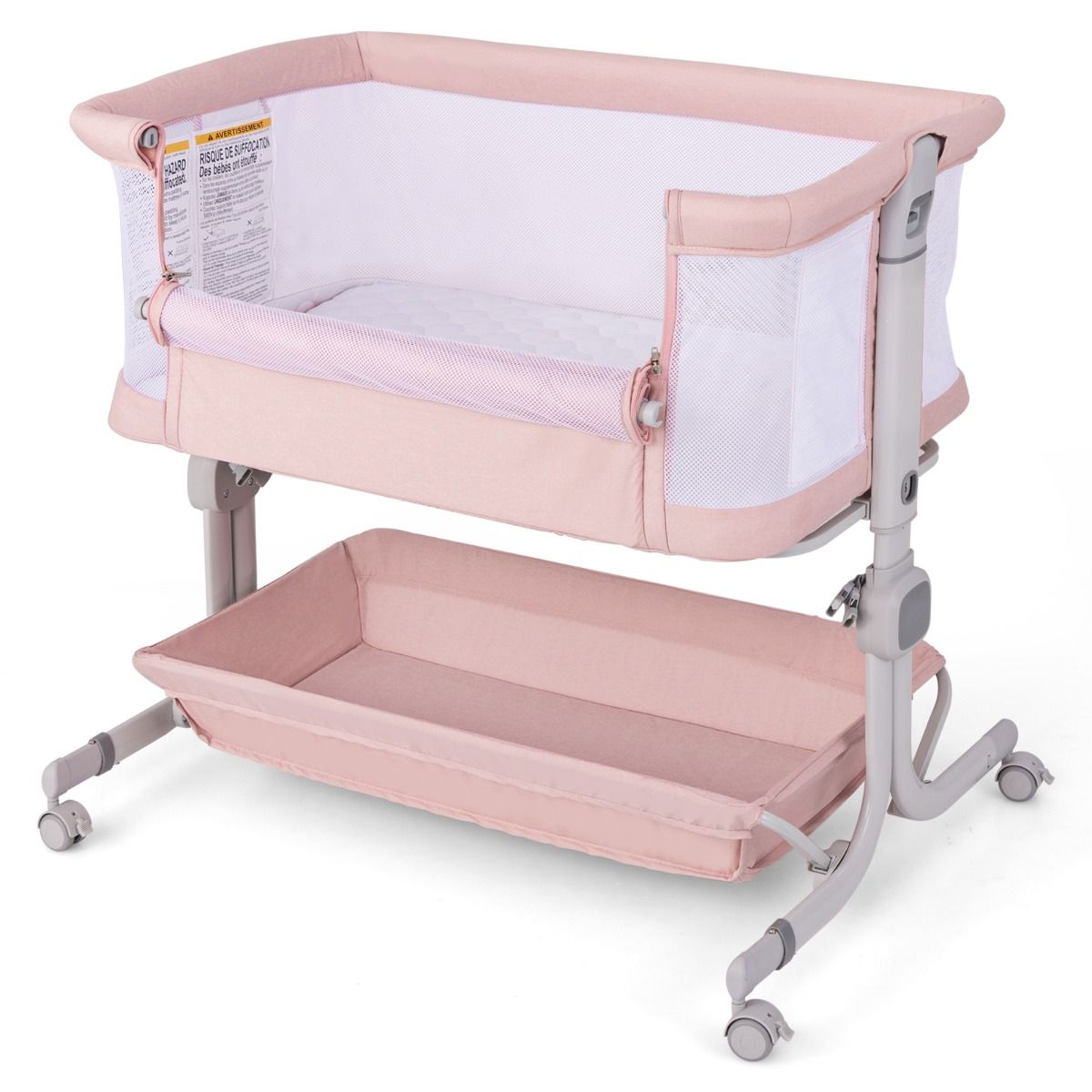 Lit bébé 3-en-1 Coast - hauteur réglable - lit de voyage pliable avec matelas - gris
