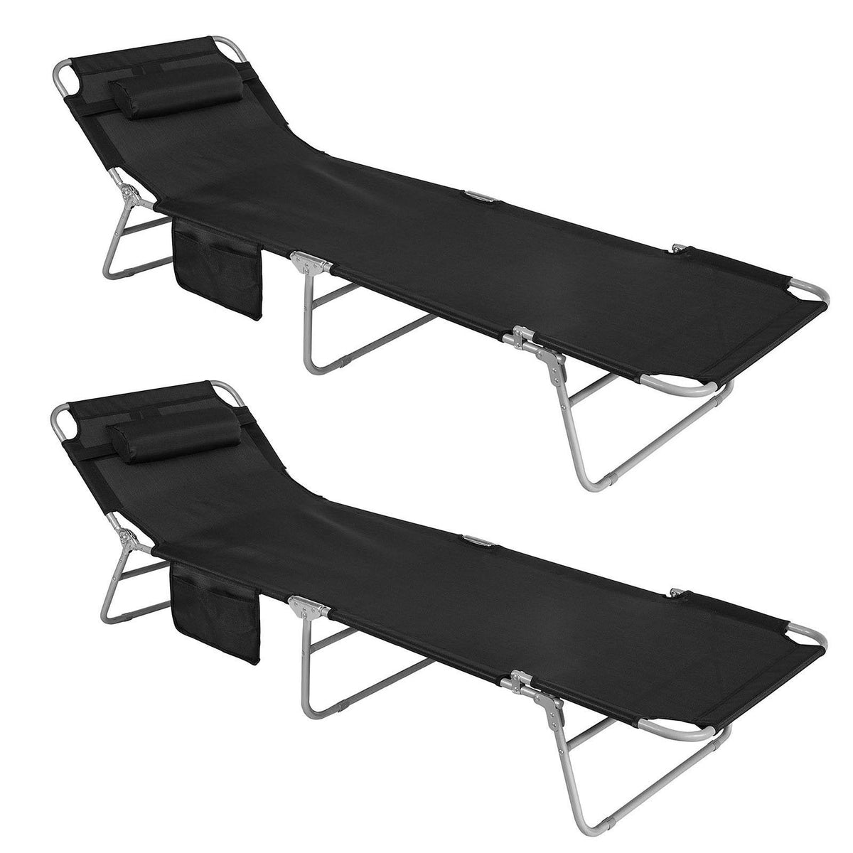 SoBuy Lounger Set Of 2 - Pliable - Noir - 195x29x62cm