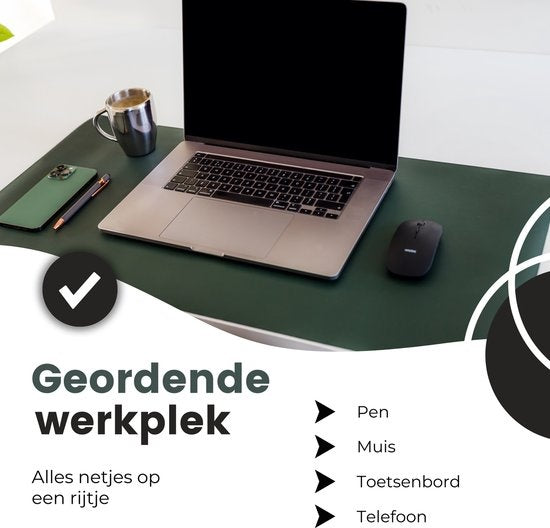 WURK Tapis de bureau professionnel en cuir synthétique - Organisateur de bureau - Accessoires de bureau - Tapis de souris XXL - Avec clip de câble - 80x40 - Vert