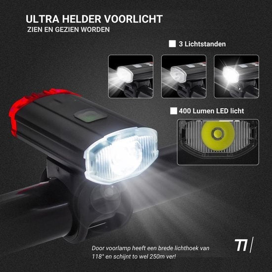 Lampe de vélo LED pour casque - Lampe avant et arrière pour casque - rechargeable par USB, lampe de vélo étanche, noire