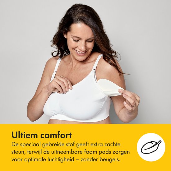 Soutien-gorge Medela Keep Cool Ultra - Soutien-gorge d'allaitement sans coutures - Soutien-gorge de grossesse avec 6 zones respirantes - Tissu Soft Touch – Confortable et offrant un bon maintien - Blanc - Taille XL