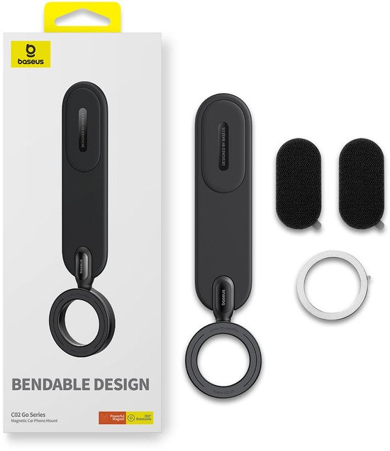 Baseus C02 Go - Support magnétique pour téléphone à fixer sur le tableau de bord - Compatible avec MagSafe - Pliable - Réglable - Noir