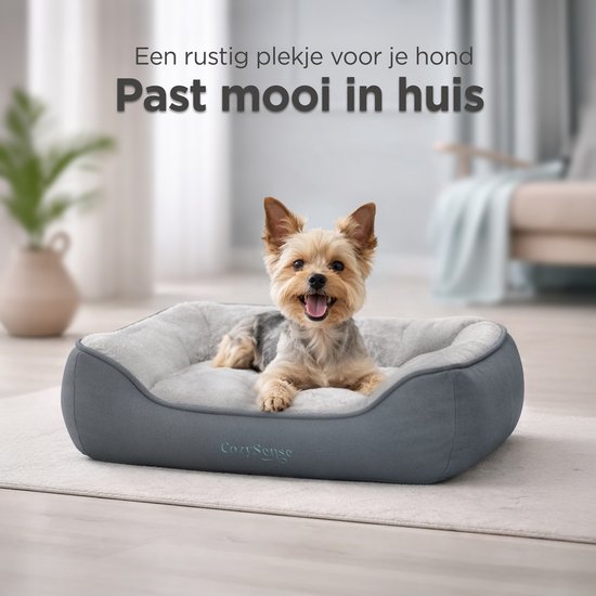 CozySense® Coussin orthopédique pour chien 89x54 cm Taille L - Imperméable et lavable - Coussin de banc et lit pour chien - Tissu Sherpa ultra doux - Gris & Anthracite