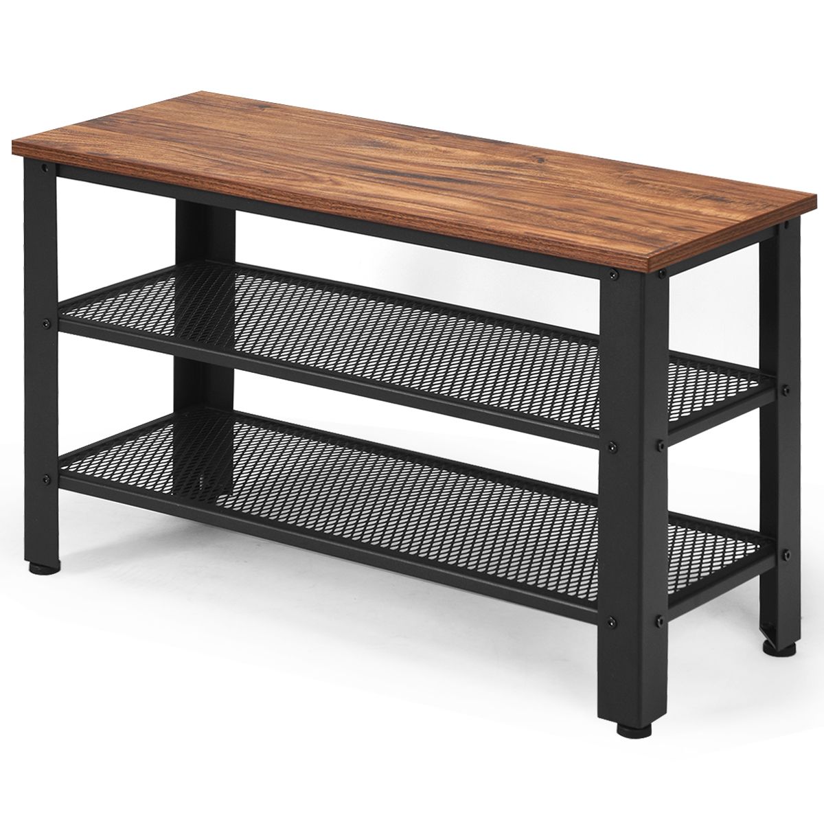 Coast Banc à chaussures avec étagère à chaussures - 2 niveaux de rangement - assise - noir - 73 x 30 x 45 cm