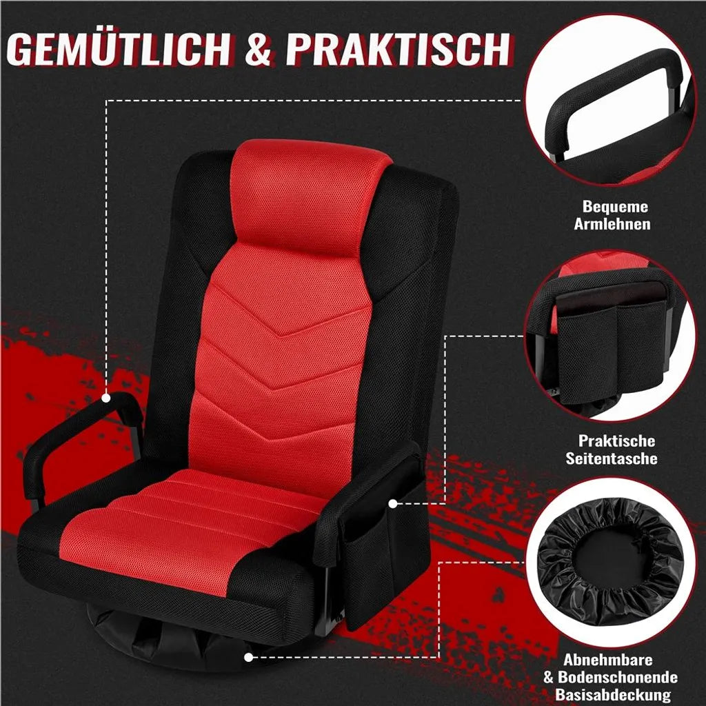 Fauteuil de gaming pivotant Yaheetech – Fauteuil de gaming réglable avec accoudoirs et poche latérale