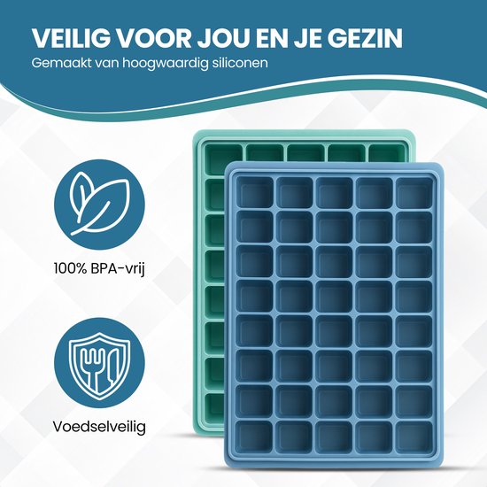 TTD® Luxury Ice Cube Mould with Lid - Set of 2 Pieces - 40 + 40 Smaller Square Ice Cubes - 100% Silicone - BPA Free - Ice Cube Mould