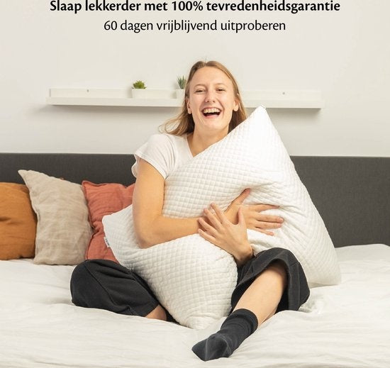 Oreiller orthopédiques en bambou Ella ® pour douleurs aux cervicales - 40 x 60cm  - Mousse à mémoire de forme / Rembourrage en mousse à mémoire de forme - Ergonomique et orthopédique - Taie d'oreiller incluse