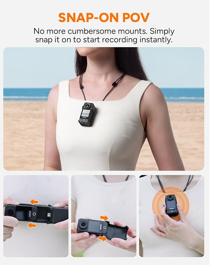 Caméra d'action SJCAM C400 4K, autonomie de 7 heures, stabilisation sur 6 axes, caméra de sport avec double écran tactile, étanche jusqu'à 30 mètres, caméra de vlogging avec kit d'accessoires, noire, carte de 64 Go incluse