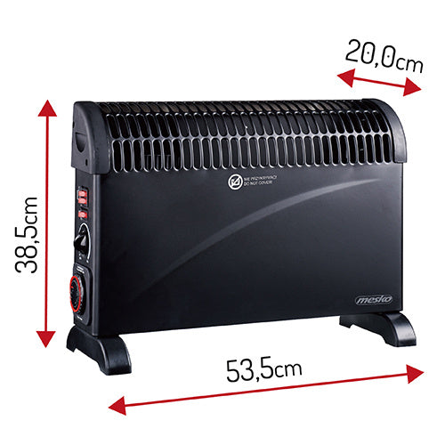 Convecteur Électrique Mesko -  Thermostat Réglable & Minuterie 24H - Noir