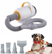 Fuegobird CL-DP Sèche-cheveux pour animaux de compagnie - Sèche-cheveux professionnel pour chiens - Conception silencieuse - 50 dB - Avec 4 embouts - Sèche-cheveux pour chiens - Avec mode aspiration - Blanc