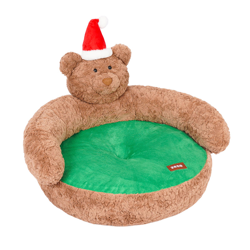 Ce banc pour animaux de compagnie avec un ours de Noël