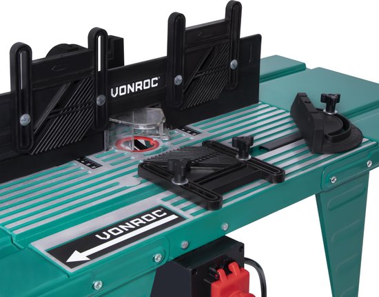 Table de fraisage universelle - VONROC - Pour défonceuse – Compatible avec défonceuses jusqu’à 155 mm de diamètre et 1800 W max - vert