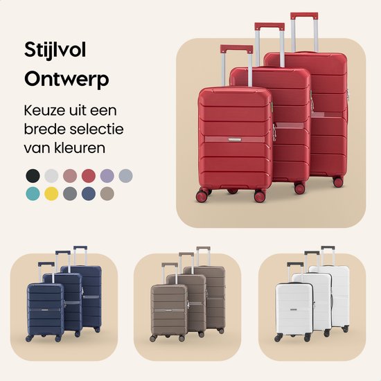 SKYCASES Urban Adventurer - Valise de voyage moyenne - Verrouillage par numéro - 44x27x66cm - 78L - Valise de voyage avec verrouillage de valise - Roues pivotantes - Rouge V2