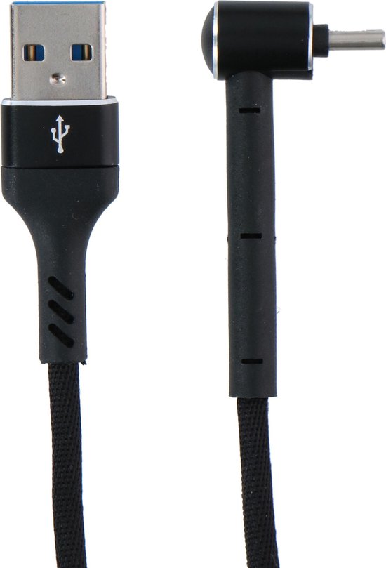 Câble USB Grundig - 3 en 1 : câble de chargement, câble de données, support pour téléphone - USB-C - 1 mètre - noir