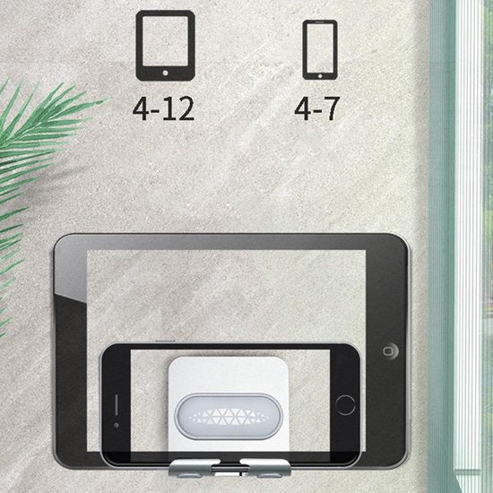 Techvavo® Support mural pour téléphone – Support mural pour téléphone et tablette – Sans perçage – Orientable – Universel – Noir