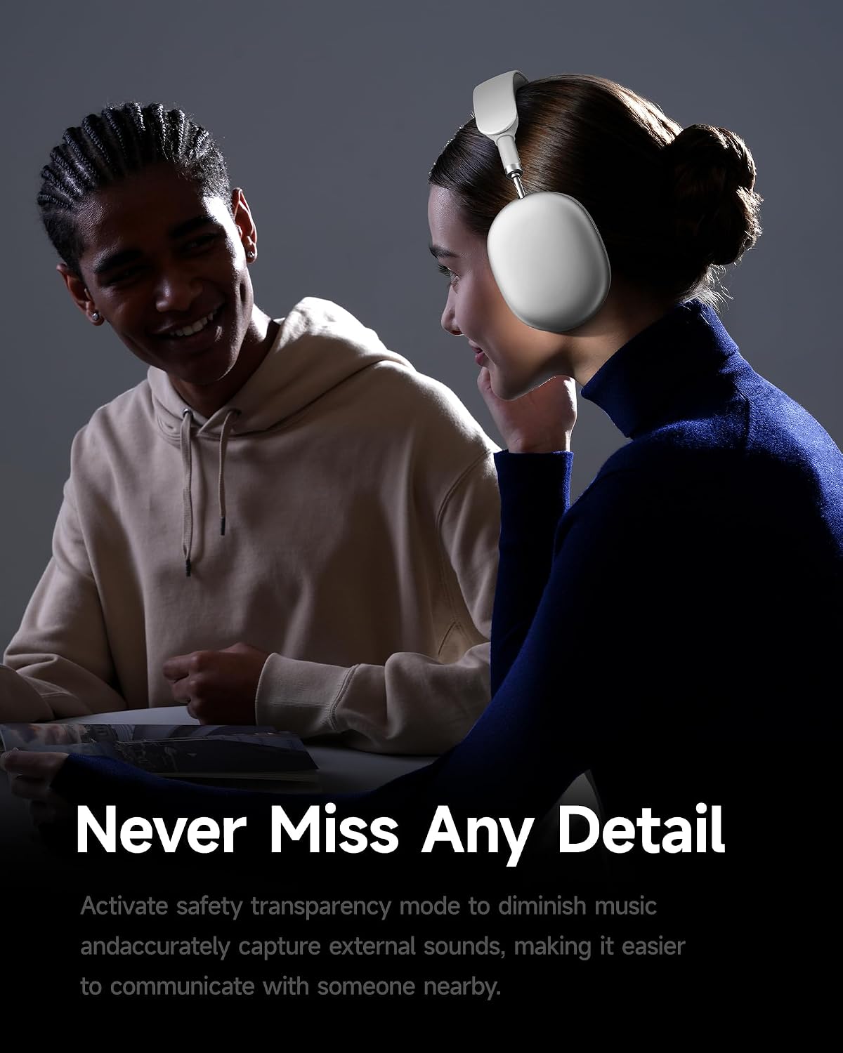 Casque sans fil circum-auriculaire Picun F8 Pro - Réduction de bruit hybride - 140 heures d'autonomie - Bluetooth - Argent