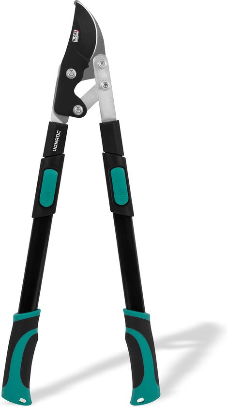 VONROC Loppers - télescopique - longueur : 63.5 - 85 cm - mâchoire de perroquet - avec revêtement anti-adhérent ILAG - pour branches jusqu'à Ø25mm