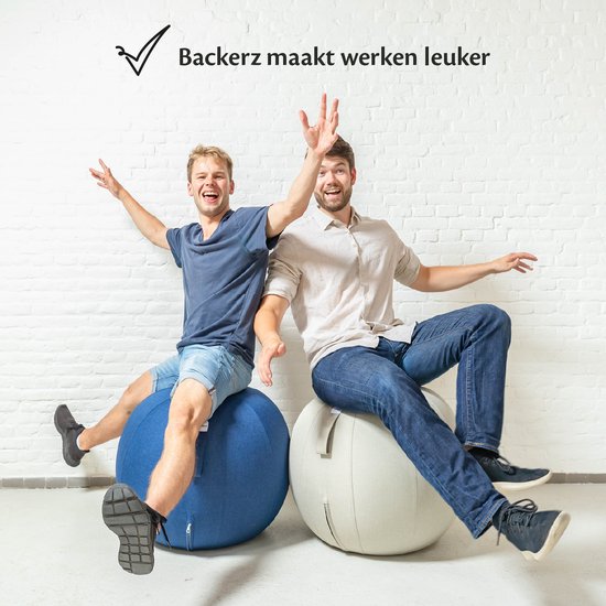 Backerz® Ballon d'assise pour le bureau et la maison 65 cm - Ballon de yoga haut de gamme - Ballons d'assise avec housse - Ballon ergonomique pour chaise de bureau - Lin anthracite