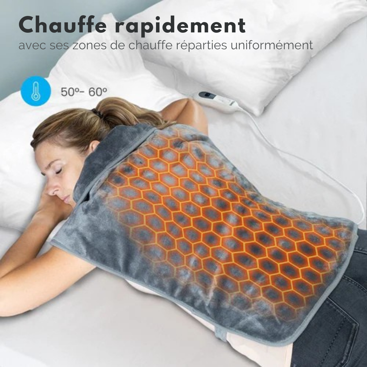 Coussin chauffant électrique - Auronic - Couverture chauffante pour nuque et Epaules - Lavable - Gris