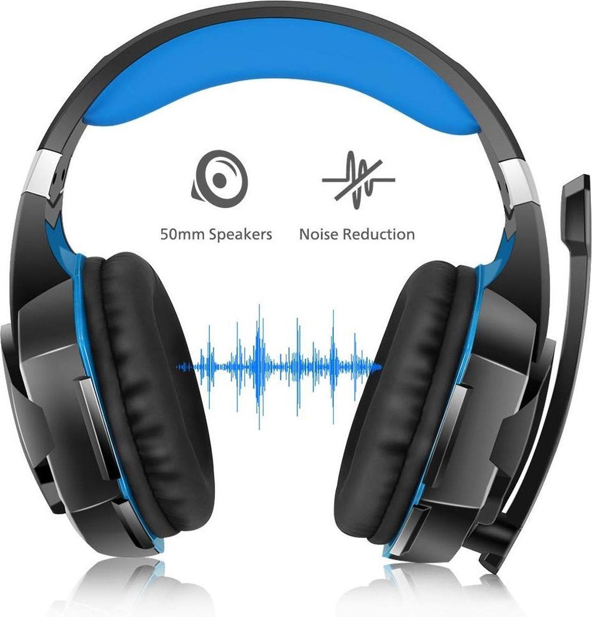 KOTION Casque de jeu EACH G2000 - Noir/Bleu - Convient pour PS4, Xbox One, Switch et Windows