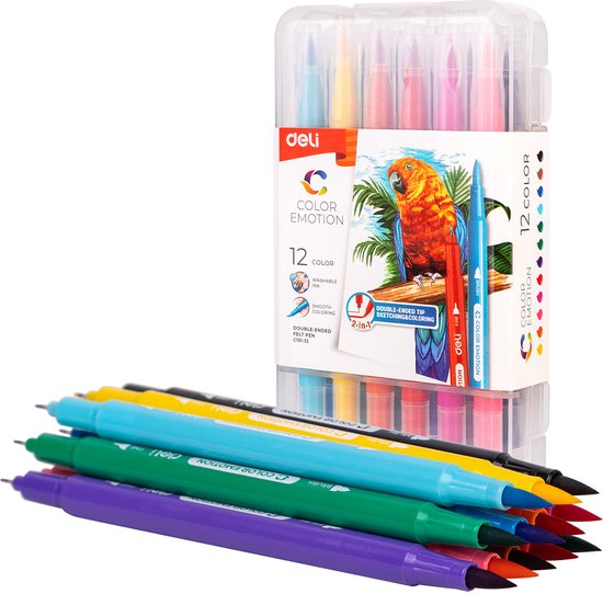 Feutres doubles Deli - 12 couleurs