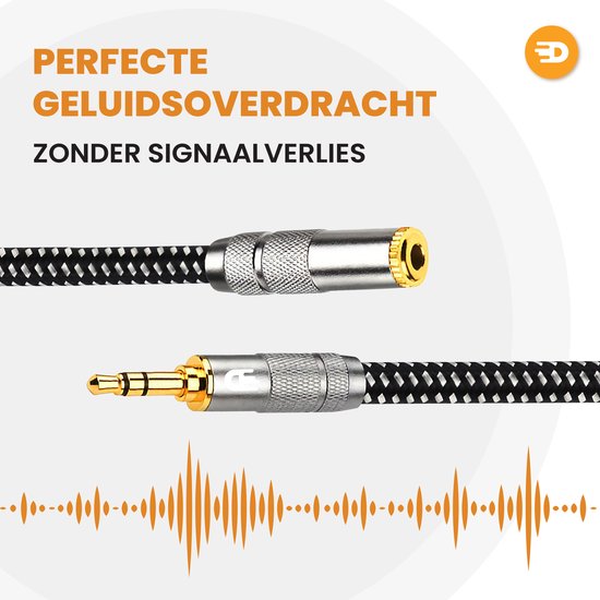 Drivv. Premium AUX Extension Cable - 3 mètres - Jack Male to 3.5 mm Female - Audio Extension Cable - Jack Extension Cable - Nylon