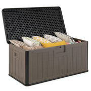 Coast Tuinbox - Coffre à coussins 378 litres - Étanche - Avec couvercle verrouillable - Noir et marron
