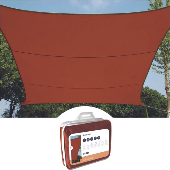 Perel Toile d'ombrage, hydrofuge, 3,6 x 3,6 m, 160 g/m², polyester, carré, terracotta