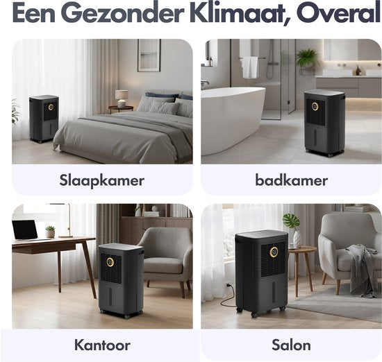 Déshumidificateur Komodo - 16 L par jour - Chambre, salle de bains, maison et cave - Déshumidificateur - Fonction de séchage du linge - Prévient la formation de moisissures - Komodo