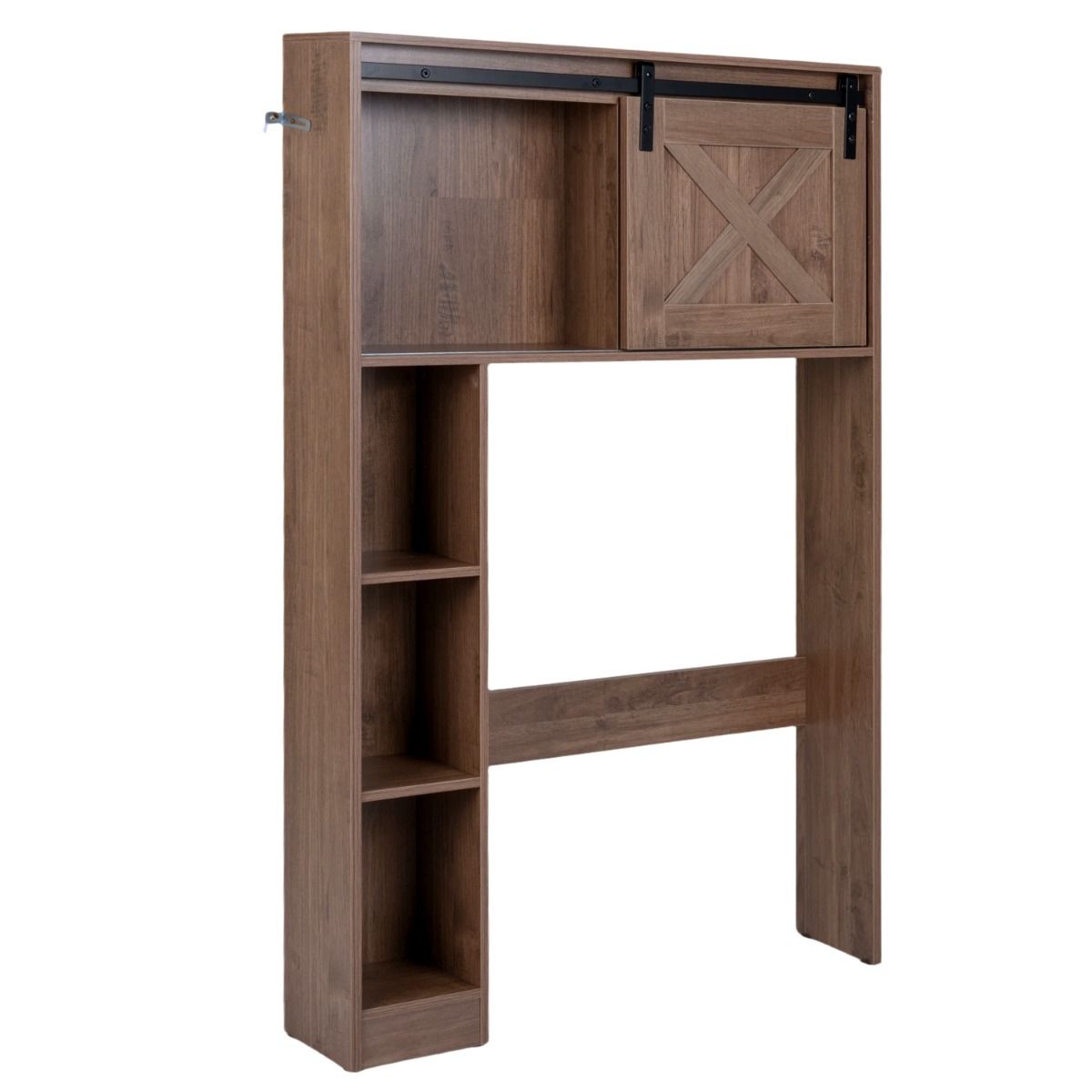Meuble de salle de bains Coast avec porte coulissante - meuble de salle de bains indépendant - bois et MDF - marron foncé - 84 x 17 x 128 cm