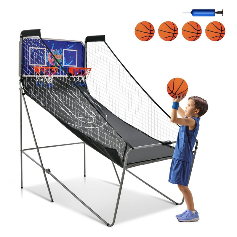 Jeu de basket-ball électronique Coast pour l'intérieur - Tir double - Compteur de points automatique - Bleu foncé + noir