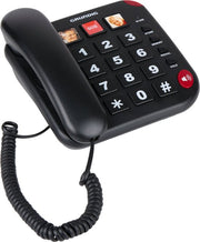 Grundig Senior Phone Home Phone - Téléphone senior à grosses touches - Téléphone senior avec touches de raccourci photo - Haut-parleur et bouton SOS - Noir