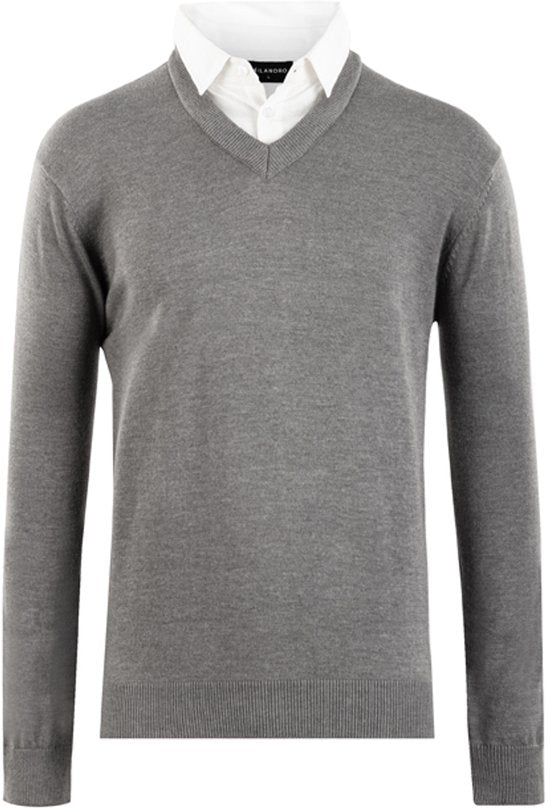 Milanoro - Pull homme à col chemise - Gris foncé - XXL