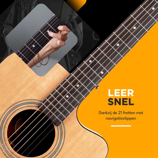 Guitare acoustique Finesse Premium - avec cours vidéo - 4/4 41" - Épicéa massif - Guitare western - Guitare pour enfants et adultes - Naturel