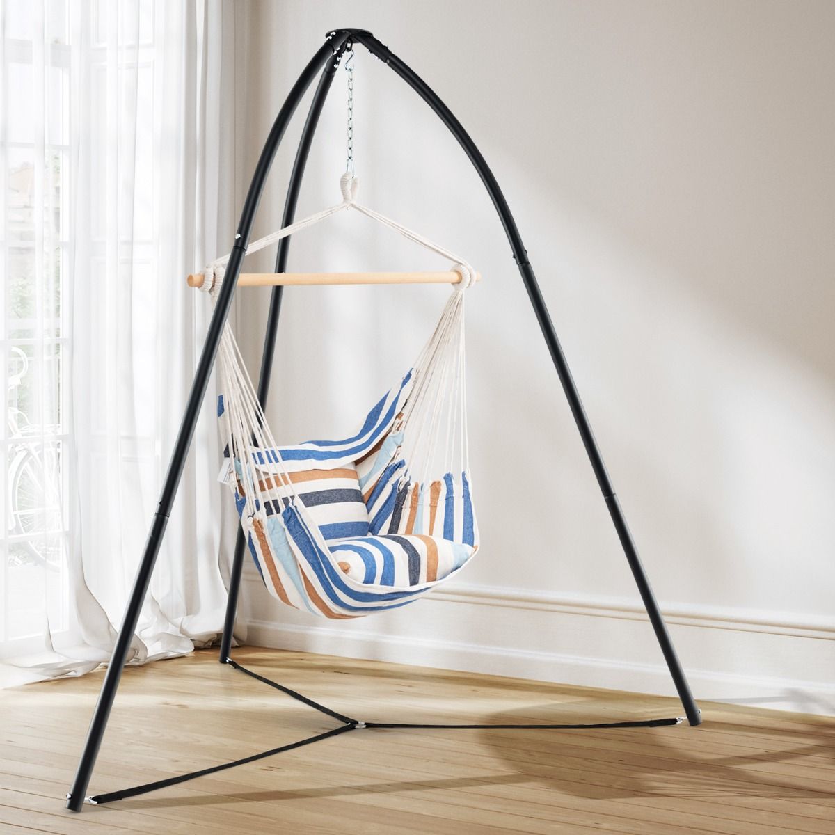 Coast Hanging Basket Stand Black 200 x 218 cm - Support de balançoire en métal lourd avec trépied - Charge utile 200 kg