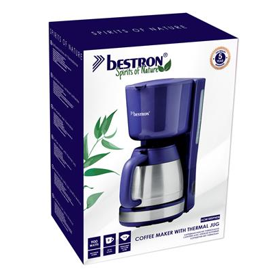 Cafetière à filtre Bestron - ACM100SPNDB - 1 litre - 8 tasses - Bleu marine