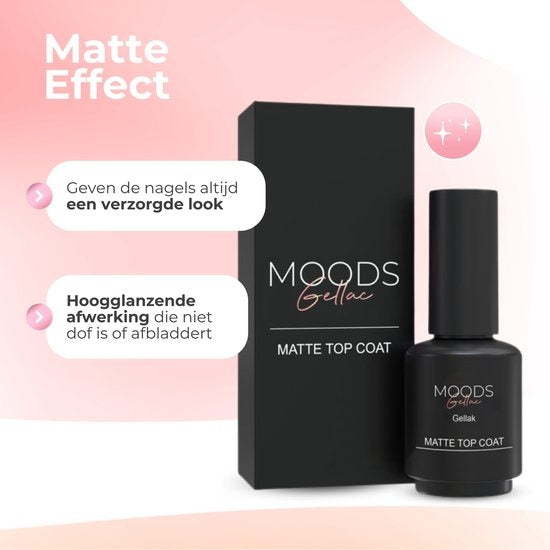 Moods Gellac - Matte Top Coat - Vernis à ongles - Gel Paint Starter Pack - Nails - Gel Paint Set - 15 ML