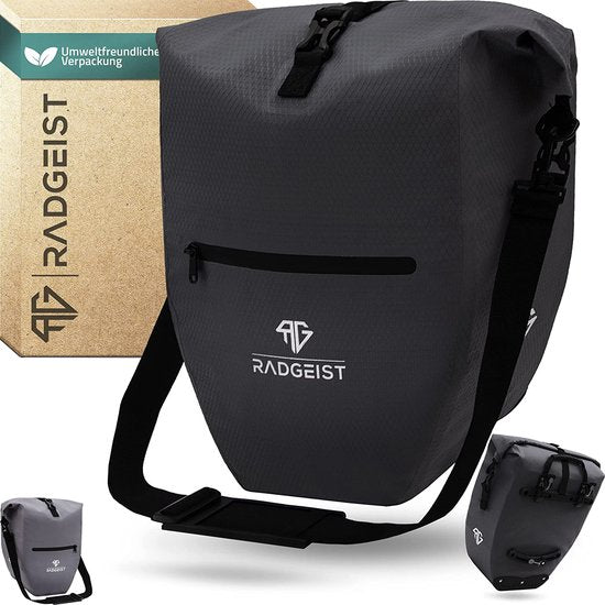 RADGEIST Sacoche pour porte-bagages, vélo, sac à bagages, sac à bandoulière, étanche, 25 l, noir