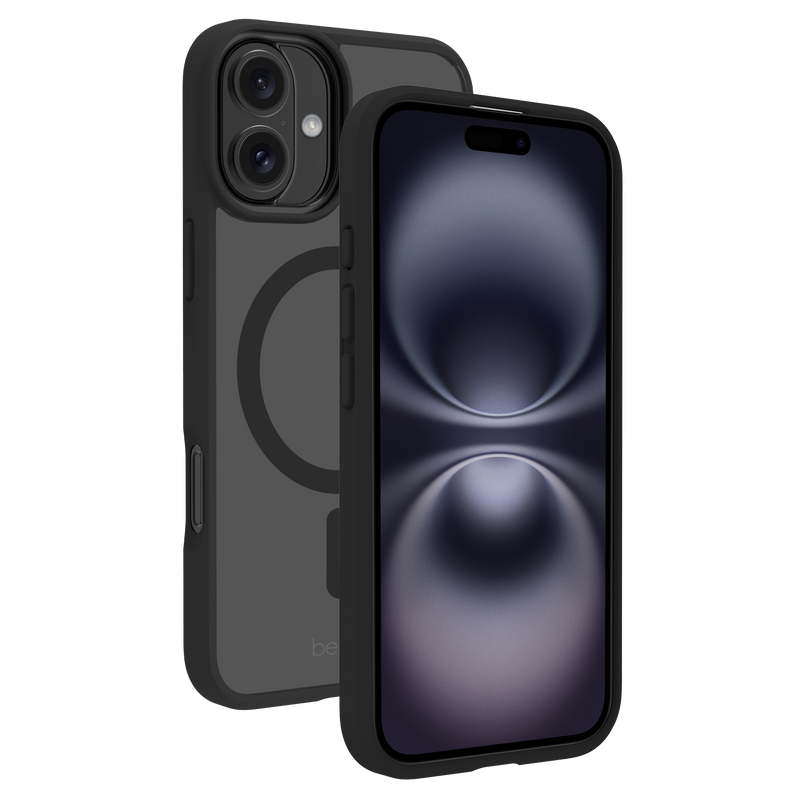 BeHello Case iPhone 16 - Anneau magnétique MagSafe - Transparent/Noir
