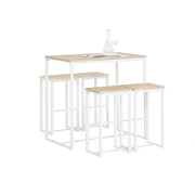 Table de bar et 4 tabourets, SoBuy, Table de cuisine, Moderne, Blanc / Marron