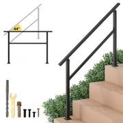 Rampe d'escalier métallique Coast - Angle réglable - Convient pour 0 à 4 marches - Noir - 138 x 92 cm