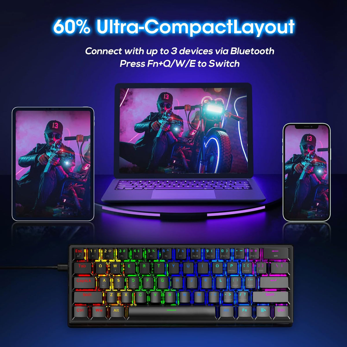 Clavier mécanique ET avec souris - 60 % - QWERTY US