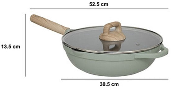 Casserole 5Five avec couvercle en verre - Compatible avec tous les types de plaques de cuisson - vert/beige - D28 x H13 cm - Sauteuse