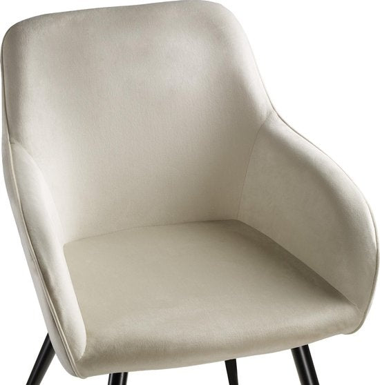 tectake® - Stoel - eetkamerstoel - Marilyn fluweellook zwart/crème - 403662