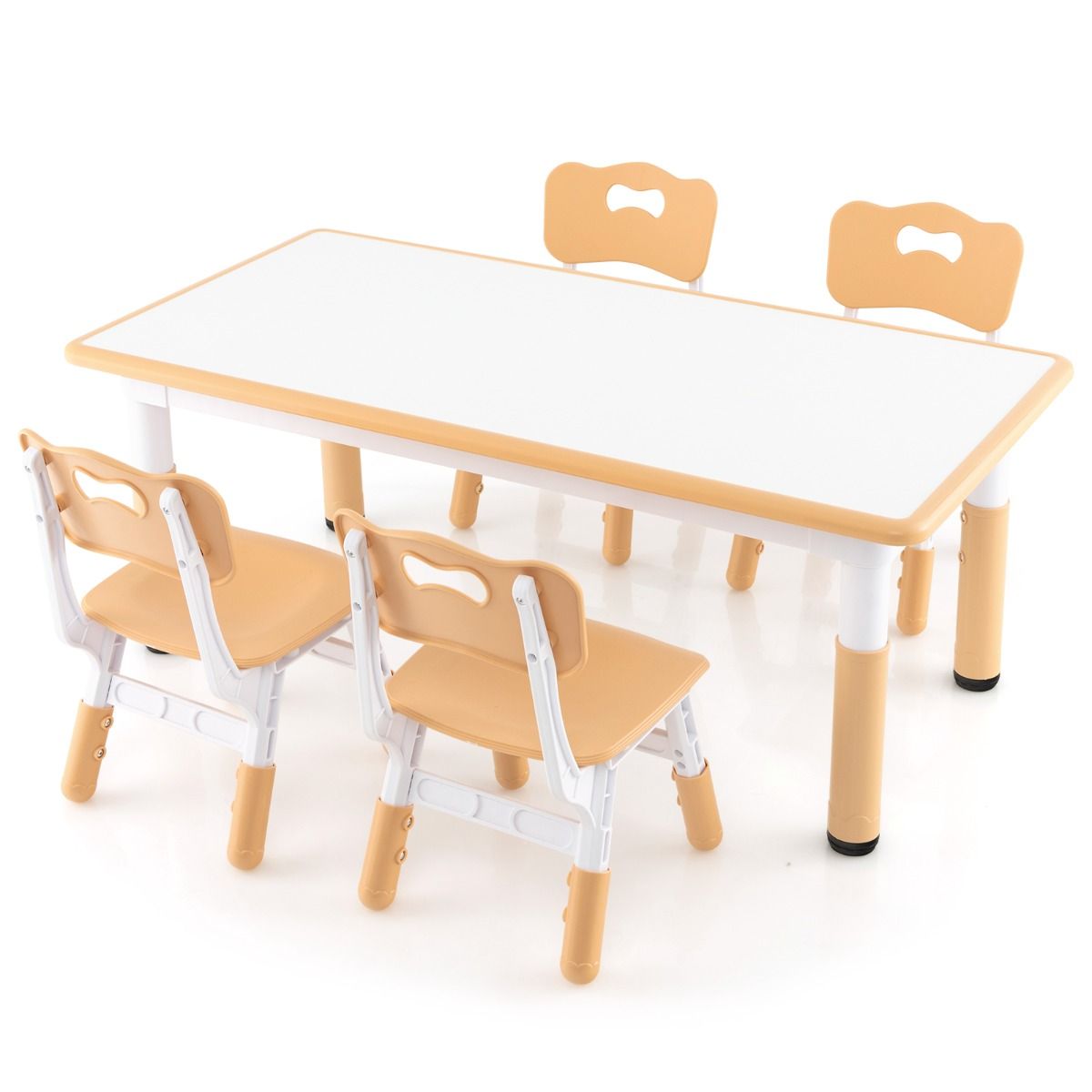 Ensemble Coast : table pour enfants et 4 chaises - Réglable en hauteur - Plateau « Graffiti » - 120 x 60 cm - Vert