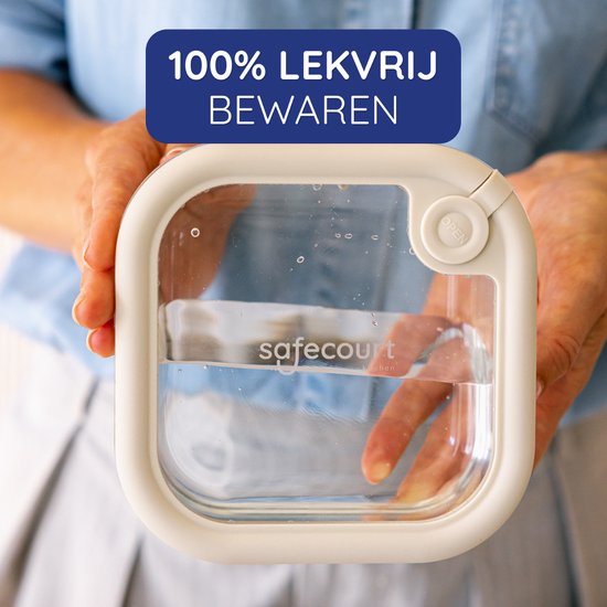 Récipients fraîcheur Safecourt - entièrement en verre (100% sans micro-plastique) - four, congélateur, micro-ondes et lave-vaisselle - set de 11 pièces